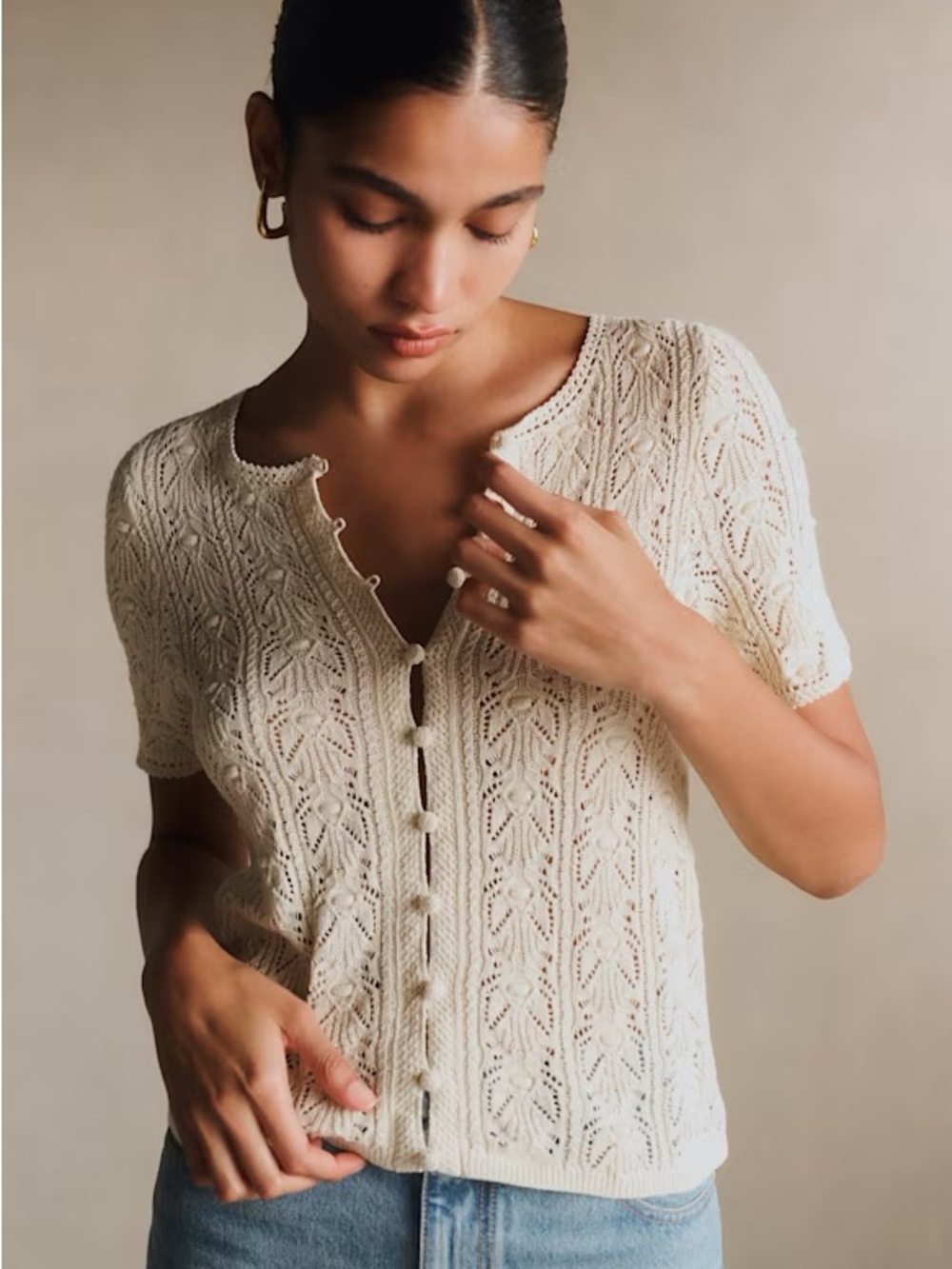 Sezane Milane Top in Cream, XS